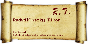 Radvánszky Tibor névjegykártya